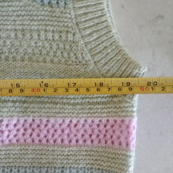 Native Youth wool blend knit sweater vest green purple blue waves Small - Picture 15 of 16